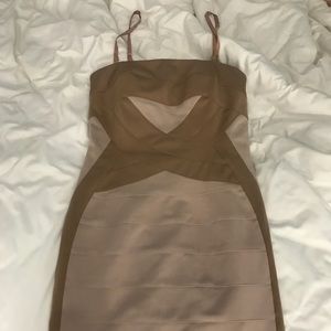 Lucy & Co Tan Bandage Dress - Small/UK 38
